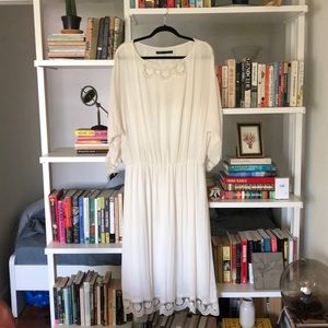 White Zara midi dress with lace details